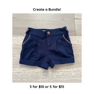 Hope and Henry Girls Navy and Brown Equestrian Style Pleated Shorts Size 18M